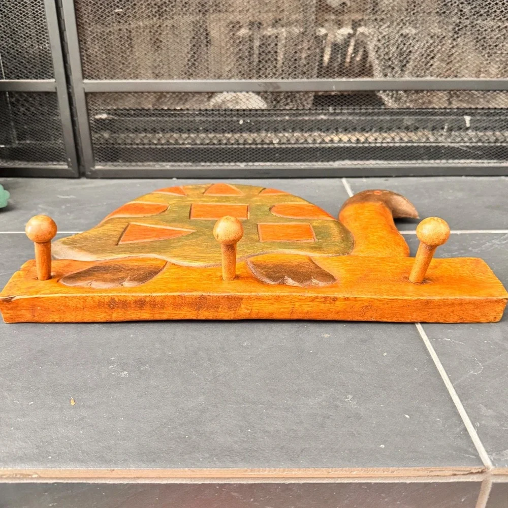 Hand Carved Wood Turtle Wall Decor Key‎ Rack Jewelry Holder Boho Decor Coat Hook